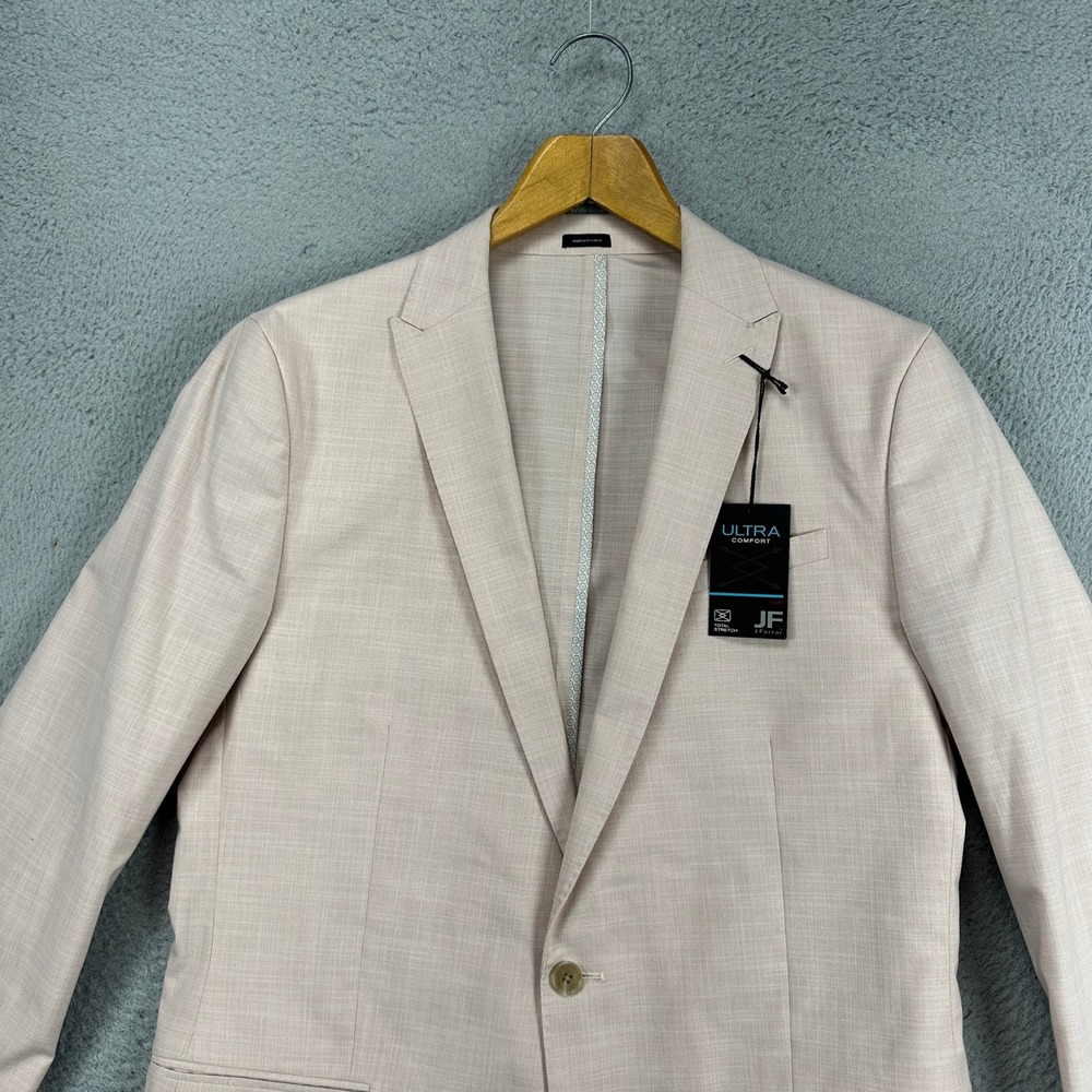 JF J. Ferrar Adult Men Sport Coat Blazer 44L Pink Rose Slim 1 Button Stretch NEW